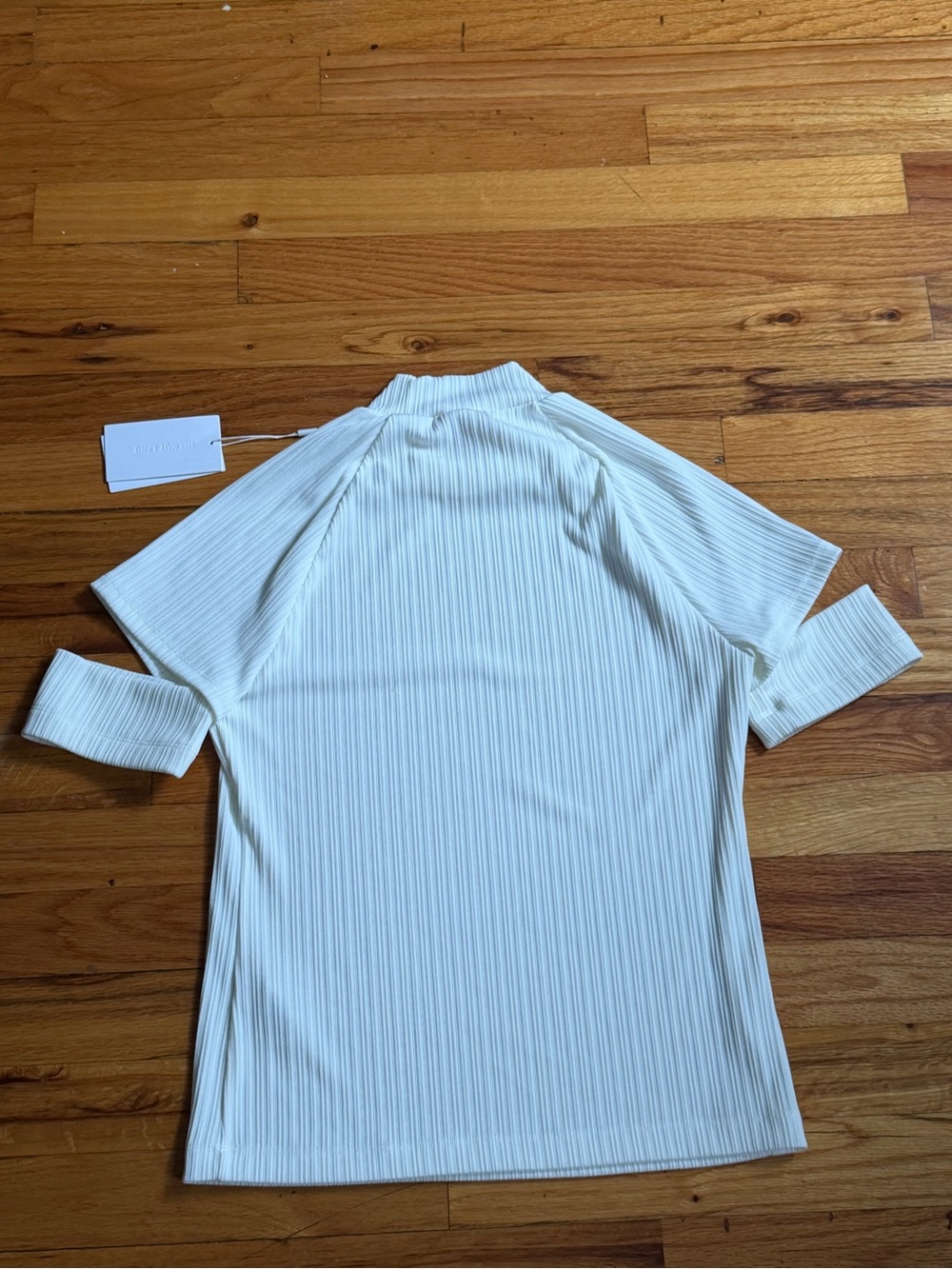 NWT Helmut Lang Rib Cuff Tee – Ivory, Size L - Picture 7 of 10